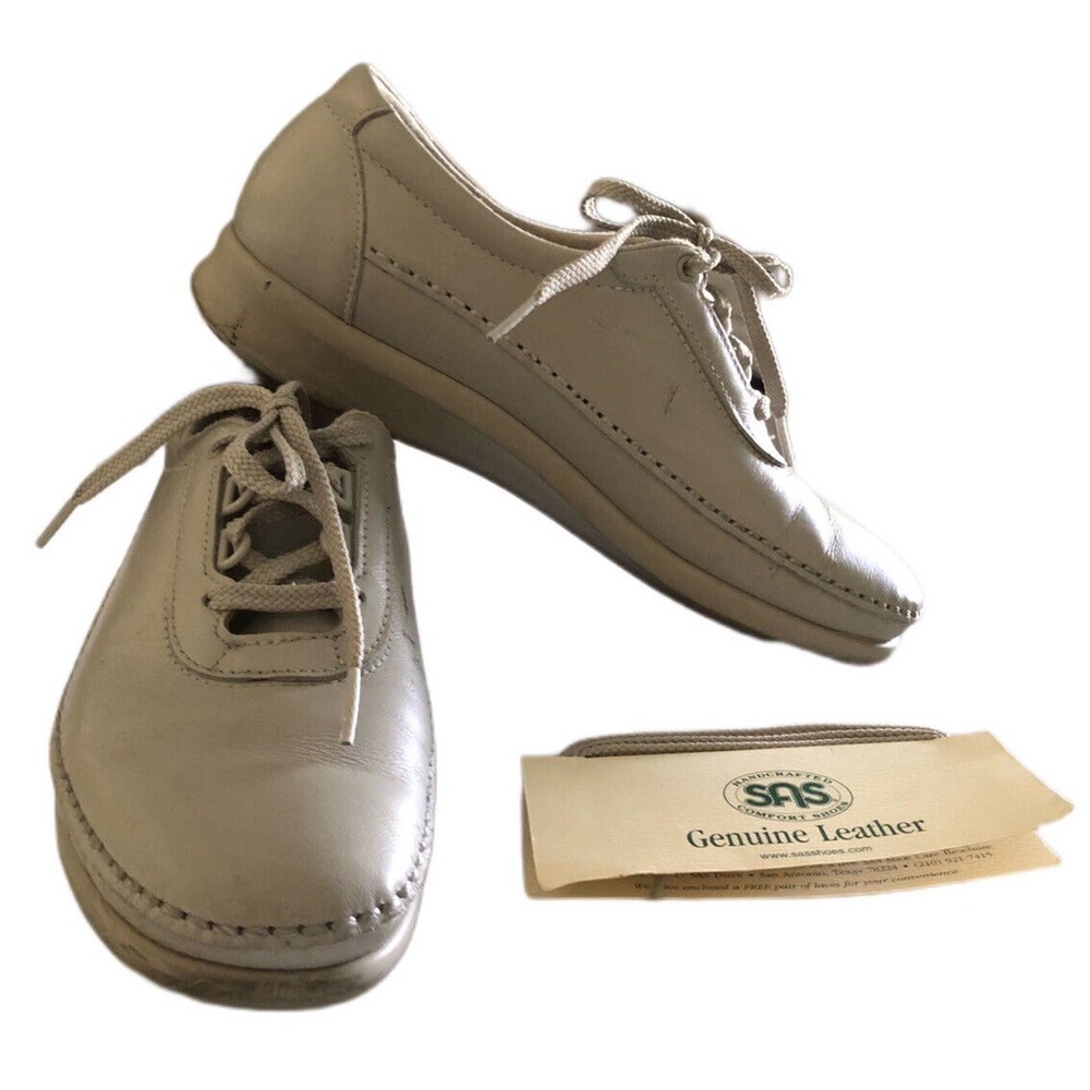 SAS Tripad Comfort Traveler Women's Bone Beige Leather Walking Shoes US 6.5 N